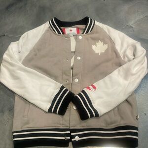 Hudson Bay Canada sweater jacket. Size Medium. Cropped fit.